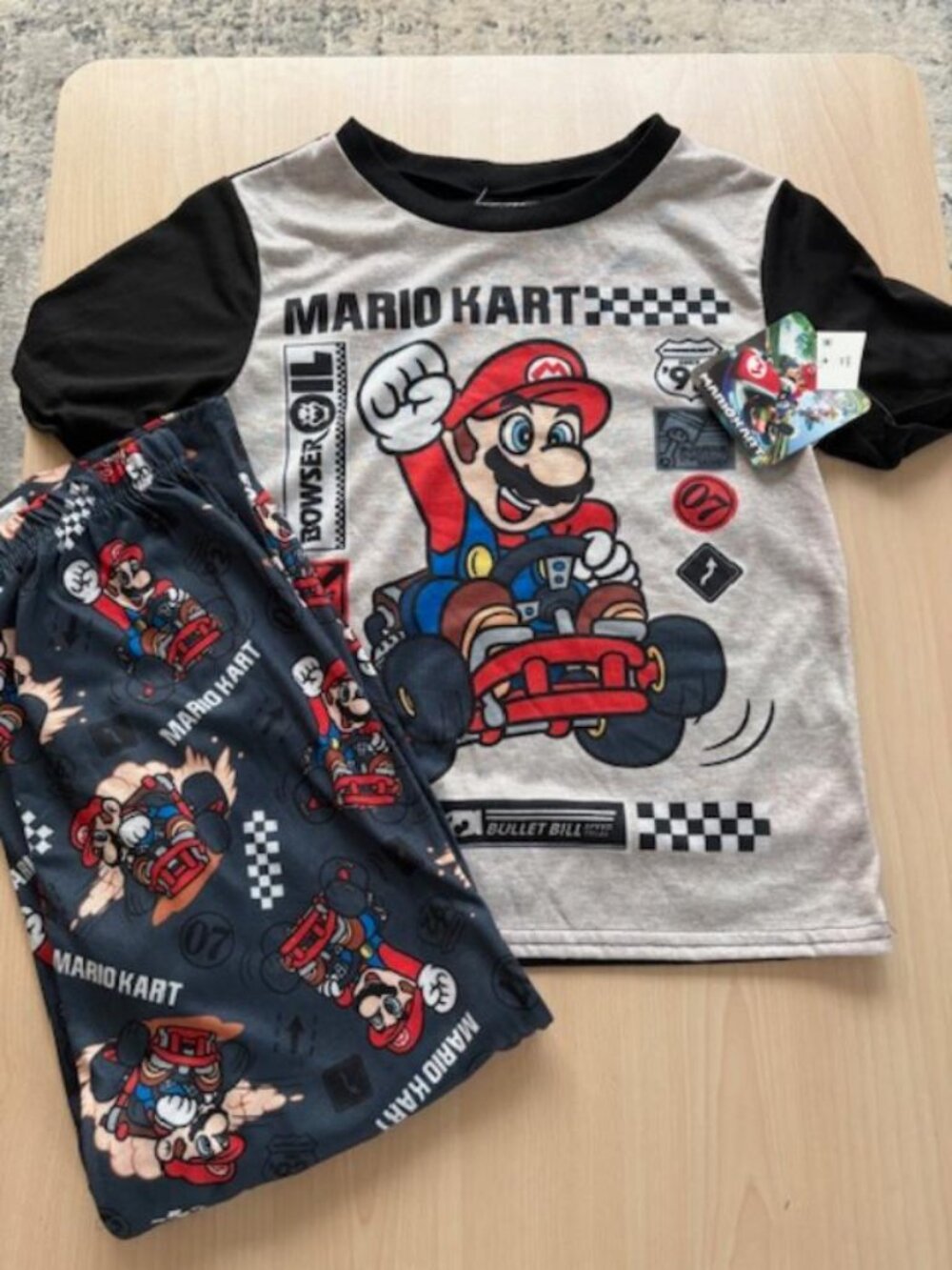 NWT Kids Boys Nintendo Mario Kart 2 Piece Pajama Set Flame Resistant Size 8
